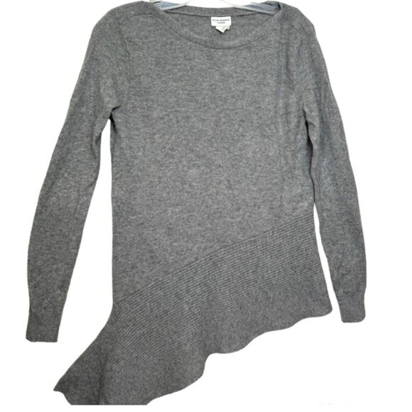 Club Monaco 100% Cashmere Sweater Asymmetrical Hem Pullover Ribbed Soft Knit S - Picture 2 of 14